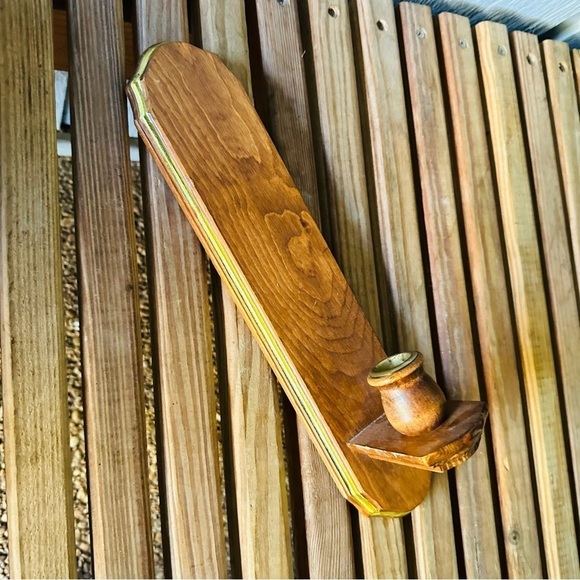 Vintage Wooden Candle Holder Wood Single Taper Mid Century 70s 80s Wall Decor - Picture 9 of 12